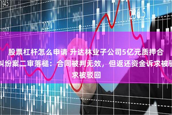 股票杠杆怎么申请 升达林业子公司5亿元质押合同纠纷案二审落槌：合同被判无效，但返还资金诉求被驳回